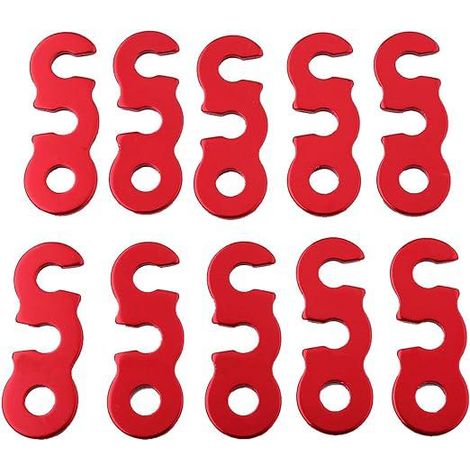 10pcs Sangle Tendeur Corde Tente Rouge, Mousqueton Réglable en Alliage d'Aluminium, Attache Corde à Vent pour Camping Randonnée (1/5)