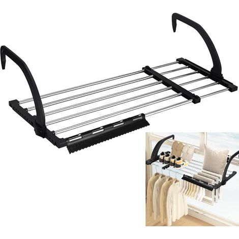 Express Hanging Dryer Stainless Steel Metal Extendable 62-110 cm Drying Rack Radiator Clothes Drying Rack Foldable Balcony Drying Rack for Drying Laundry Wet Clothes (1/5)