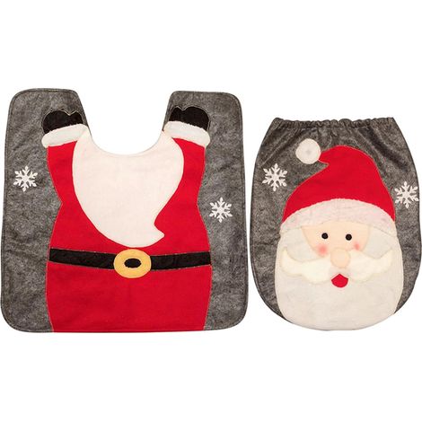 Tapis De Toilette Noel - En Microfibre Antidérapant - Absorbant Et Rapide Séchage - Pour Salle De Bain - Lot De 2 (1/5)
