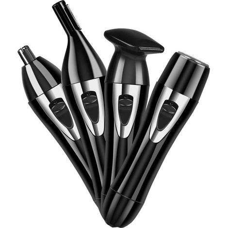 Tondeuse Homme 4 en 1 Rechargeable USB, Rasoir Électrique, Tondeuse à Poils de Nez, Coupe-Sourcils, Tondeuse à Tempes, Lames en Acier Fin, Étanchéité Corps Entier, Utilisation Sec et Humide, Kit de To (1/5)