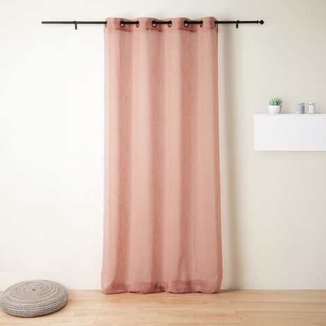 Voilage à oeillets tamisant à fil flammé Rose Blush 140x280 cm (1/2)