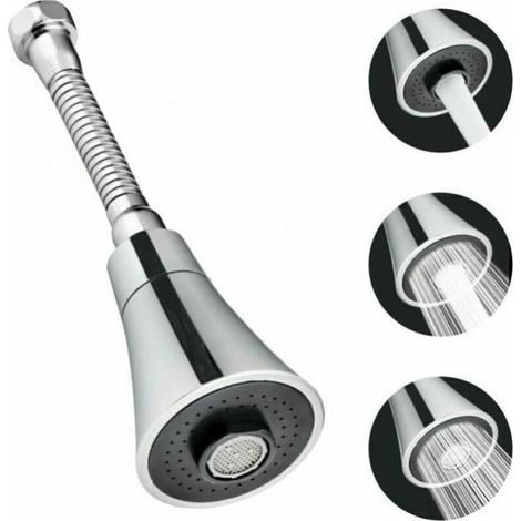 Stainless Steel + ABS Kitchen Faucet Head 19cm Kitchen Faucet Sprayer 360° Rotatable Water Saving Strainer Anti-Splash 3 Modes for Kitchen Bathroom Kitchen (1/4)