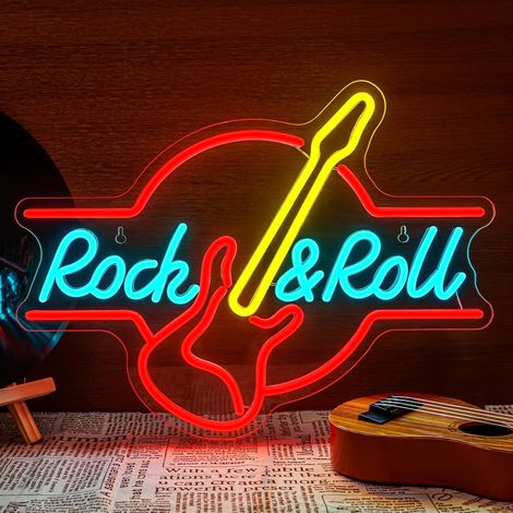 guitare rock néon logo USB alimenté néon lettres pour mur salle décoration chambre salle de concert bar club fête mariage décoration cadeau d'anniversaire (1/5)