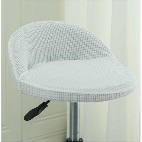 CCYKXA Round Swivel Bar Stool Cover with Small Backrest, Modern Irregular Moon Design, High Bar Stool Cover, Scandinavian Kitchen Chair Cover, Dining Room Chair Cover, White
