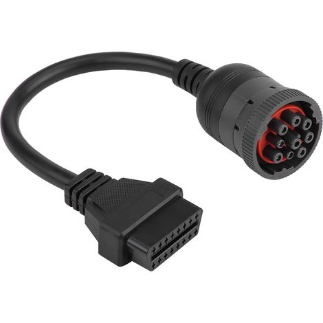 Adaptateur OBD2 16 broches femelle vers 9 broches, câble de diagnostic automobile pour outil de scan, interface camion, connecteur robuste, test véhicule. (1/5)