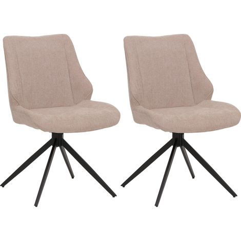 [NUNCA USADO] Juego de 2 sillas de comedor HHG-026, silla de cocina, giratoria con retorno automático, tela/textil chenilla (320 g/m²) Oeko-Tex, beige (1/5)