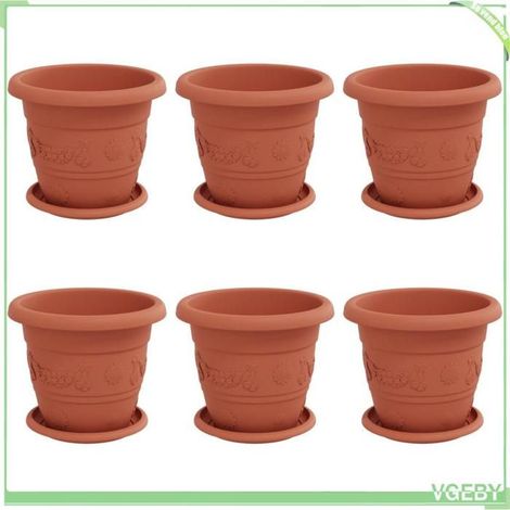 Pots de plantes - FAFEICY - 3403270 - Rouge brique - Plastique - Ø 22 cm (x6) (1/5)