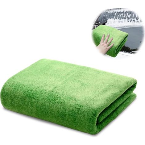 Asciugamano per auto in microfibra, panno asciugante antigraffio e ispessito per la cura dell'auto, panno assorbente riutilizzabile per la pulizia dell'auto, attrezzatura da pesca verde verde (1/5)