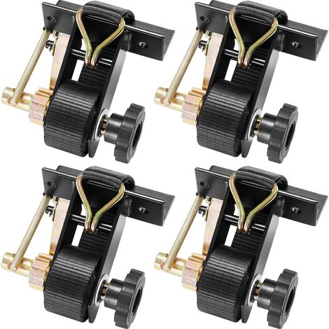 Sangle à Cliquet Galerie de Toit 38,1 mm x 2,25 m Sangles d'Arrimage Barres de Toit Lot de 4 pour Attacher Chargement, avec Support de Tube Carré Noir Crochets en J Capacité de Charge 226,8 kg (1/5)
