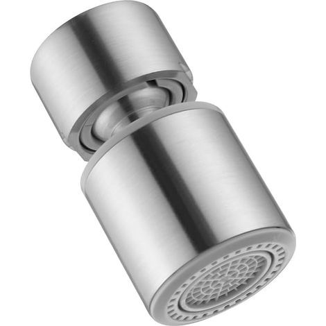 Aérateur de Robinet Brossé, Mousseur de Rechange pour Robinets de Cuisine, Embout de Mitigeur avec 2 Jets Orientable à 360°, Buse Filetage M22, Matériau ABS Durable (1/4)