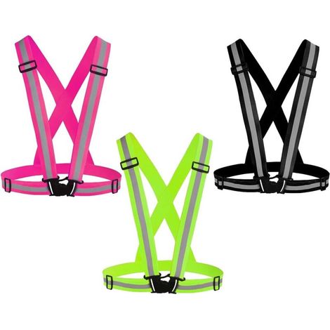 Gilet Réfléchissant - Haute Visibilité 360° - Réglable 74–118 cm - Pour Course Cyclisme Marche - Lot De 3 (1/5)
