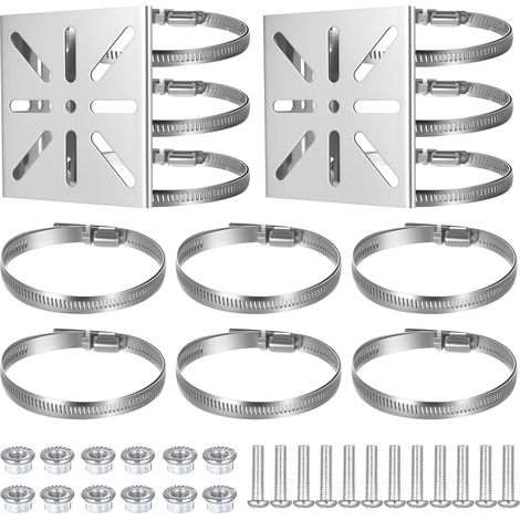 Support Poteau Vertical, Support Caméra Extérieur Universel, Support de Caméra pour Poteau de Surveillance Extérieur, Supports d’Angle Montage Acier Inoxydable 3 Anneaux réglables pour Caméras (1/5)