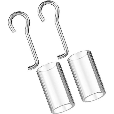Lot de 2 manchons transparents de 2,5 cm avec crochet pour salle de bain, chambre ou bureau (1/5)