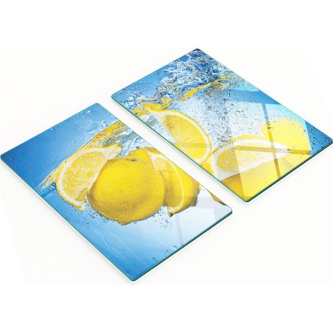 Tablas de cortar decorativas de cristal para cocina, ideales para limones y agua, 2 x 30 x 52 cm.