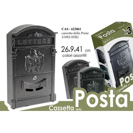 Cassetta Postale Posta Portalettere in Metallo con Chiave 41 x 26 x 9 cm