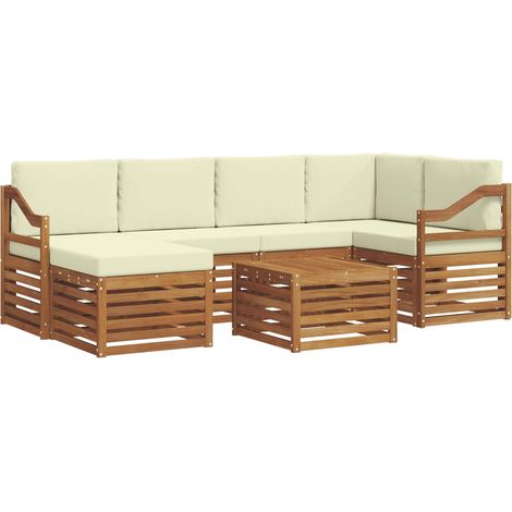 vidaXL Ensemble de canapés d'extérieur 7 pc Naturel et Crème Polyester
