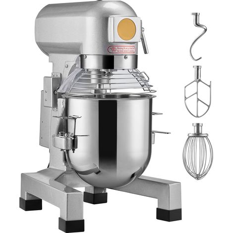 Mophorn Mixeur Commercial, Mixeur sur Socle 10L avec 3 Vitesses, Mixeur à Pâte 550W, Bol en Acier Inoxydable et 3 Accessoires, pour Restaurant, Boulangerie, Pâtisserie, Café