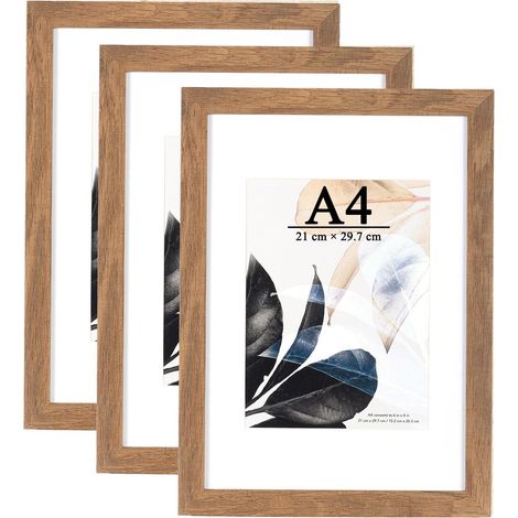 Cadre photo A4  Couleur bois  Plexiglas  Cadre pour poster  Cadre photo  Lot de 3  cadre photo 21x30  (1/5)