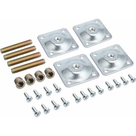 RGE BDD Lot de 4 plaques de fixation pour pieds pour meubles en quincaillerie pour fixation 49 x 49 x 2 mm avec vis M3,5 M8 Plaque de montage Pieds pour canapés, table et fauteuils (1/5)