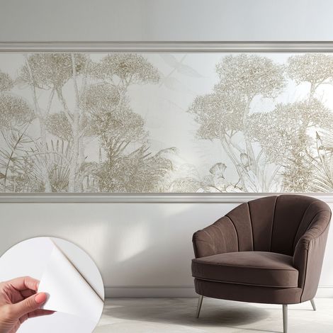 Papier peint adhésif autocollant pour salon chambre à coucher tendance et originale Végétation tropicale 250x104 cm (1/5)