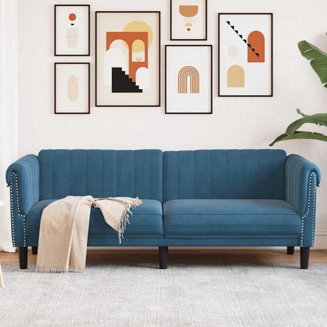 3-Sitzer Schlafsofa Blau Samt Klappbar mit Memory Schaum (1/5)