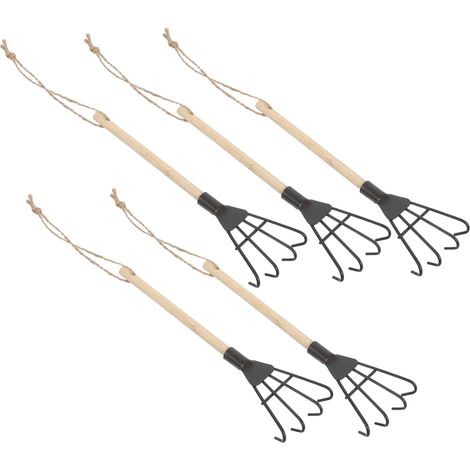 5pièces Râteau à Main pour Jardin Outil de Désherbage Creusage Petit Râteau pour Aération du Sol pour Petits Jardins et Entretien de Cours (1/5)