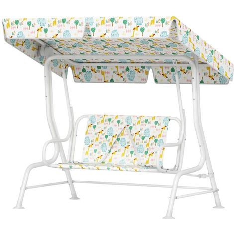 Balançoire Hollywood pour enfants, structure en acier, 2 places, charge maximale 60 kg, blanche