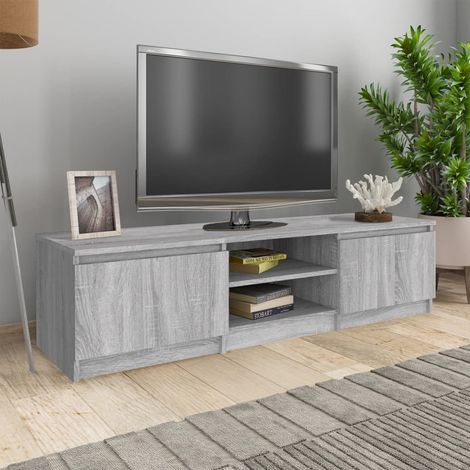 Maison Chic – Meuble TV en bois d'ingénierie sonoma gris 140x40x35,5 cm – Résistant à l'humidité – Grand espace de rangement – Montage facile (1/5)