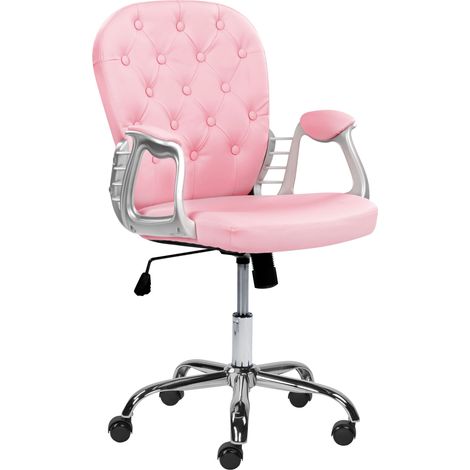 Desk Chair PRINCESS Faux Leather Pink (1/5)