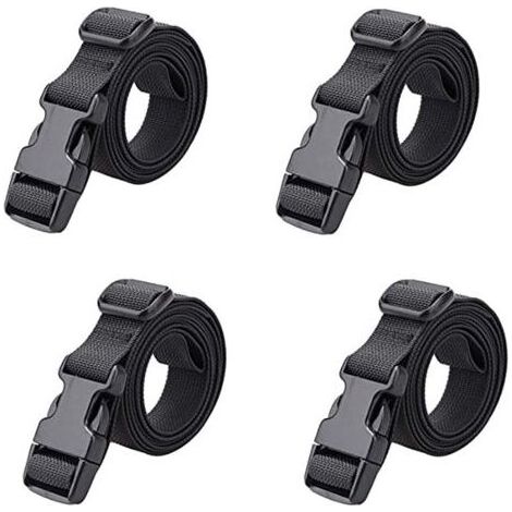 4 pièces Sangle à Boucle Rapide 25 mm Sangle Valise Petite Sangle à Cliquet Plastique pour Arrimage Bagage Fixation Déménagement (Noir - 25 mm, 1.8 m) (1/5)