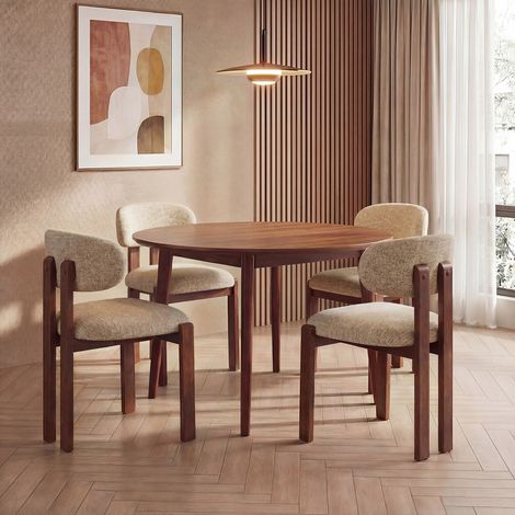 COLAMY Chaise,Lot de 2 chaises de salle à manger en chenille,bois massif marron, assise confortable,style nordique,camel