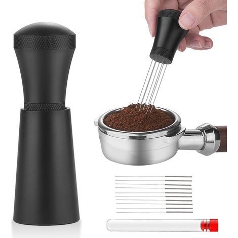 Outil de distribution d'expresso aiguilles, Distributeur d'aiguilles à Café, agitateur de poudre d'expresso, Espresso Distribution Tools, Espresso Coffee Stirrer, Distributeur d'aiguilles, Noir (1/5)