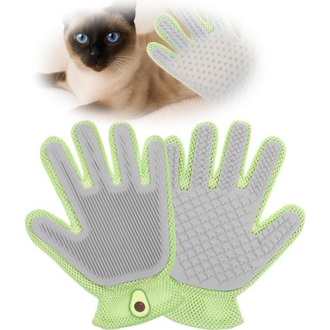 Guanto per la toelettatura 2 in 1 per cani e gatti, spazzola efficace per la rimozione del pelo, guanto per la rimozione dei peli lunghi e corti degli animali domestici, massaggio delicato, strumento (1/5)