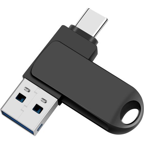 Clé USB-C - 64 Go - USB 3.0 - OTG 2-en-1 - Pivotante - Pour Smartphone Tablette PC Mac - Argent (1/5)