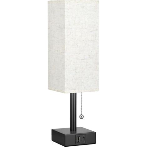 TONCHEAN Lampe de table quadrilatérale en lin fin avec interrupteur zippé lumière variable à 3 températures de couleur - 111137CM
