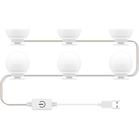 Recharge d'éclairage frontal pour miroir de coiffeuse, ampoules de maquillage tri-couleur, interrupteur tactile USB, variation infinie par appui long