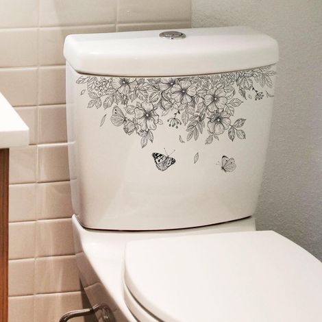 Autocollants muraux amovibles et imperméables pour abattant de toilettes, décoration de réservoir de salle de bain, couvercle de toilette et accessoires (35,6 x 15,2 cm) (1/5)