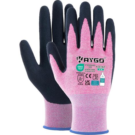 Latex Coated Work Gloves for Women Breathable, 3 Pairs Recycled Polyester Gardening Gloves, Eco-Friendly Patio Gloves, (Pink, M, Size 8) (1/5)
