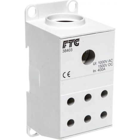 CU-Verteilerblock mit 1 Potential, 175 A, Eingänge: 1 x 95 - 240 mm² (Draht) oder 1 x 70 - 185 mm² (Litze), Ausgänge: 6 x 10 - 50