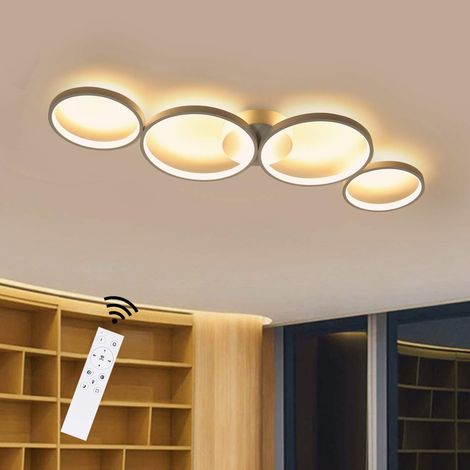 GBLY Plafoniera LED dimmerabile: Lampada da soffitto moderna a 4 fiamme, 55 W, anello rotondo bianco, lampada da camera da letto con telecomando, lampada da scrivania di design da 87 cm