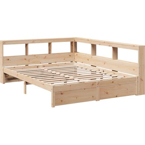 Bookcase Bed without Mattress 160x200 cm Solid Wood Pine vidaXL (1/5)