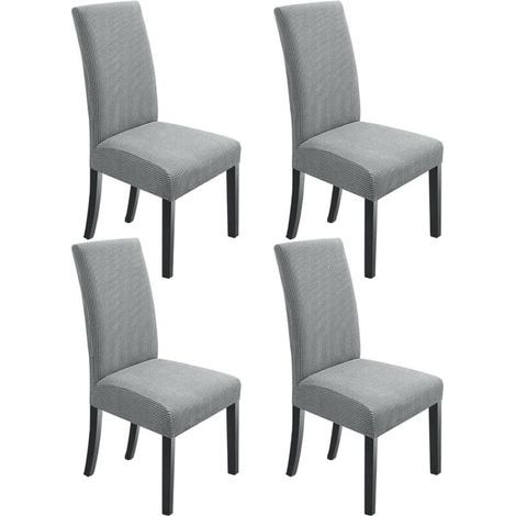 Lot de 4 housses élastiques pour chaise haute, gris clair (1/4)