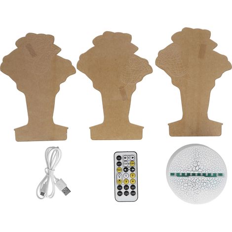 Lampe de table rose 3D avec changement de 16 couleurs, gradation, télécommande, veilleuse fleur décorative (1/5)
