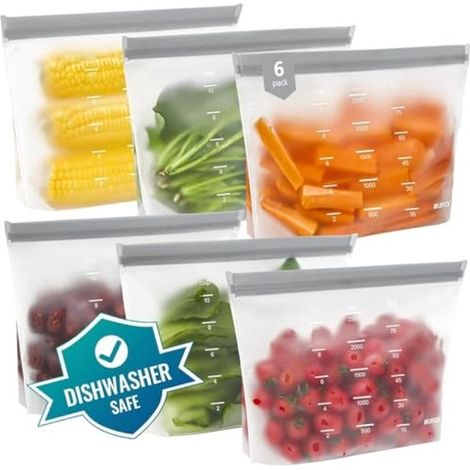 Lot de 24 sacs de congélation réutilisables – Modèle vertical – Matière silicone – Sans BPA – Idéal pour les sandwichs, les collations et plus encore – Réutilisables. (1/5)