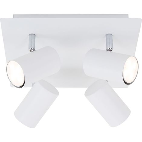 Deckenlampe schwenkbar, GU10 Fassung, max. 40 Watt, Deckenstrahler 4-flammig, Wohnzimmerlampe, Schlafzimmerlampe, Küchenlampe, 26,5x26,5x12,3 cm, Weiß