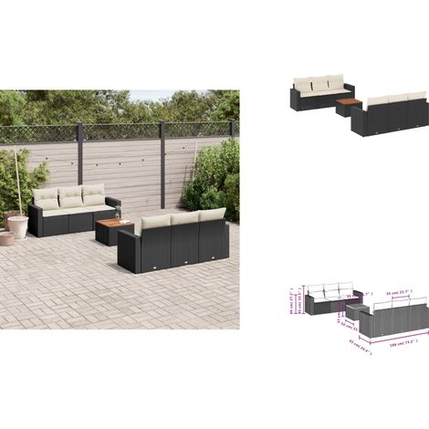 Salon de jardin 7 pcs avec coussins noir résine tressée - Salon De Jardin - Meuble De Jardin - Salon Extérieur - Set De Jardin - Mobilier De Jardin (1/3)