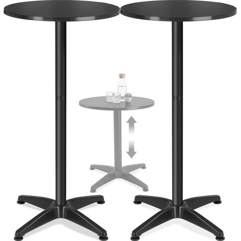 2 Pièces tables bistrot aluminium extérieures, noir 67x67x70/110cm
