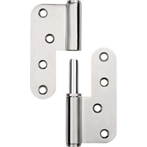 Stainless Steel Thickened Arc Hinge for Heavy Steel Door, Rounded Toilet Hinge, L-Shaped Removable Hinge, 100x90x2.8mm, Left (1 Piece) MUMU (1/4)