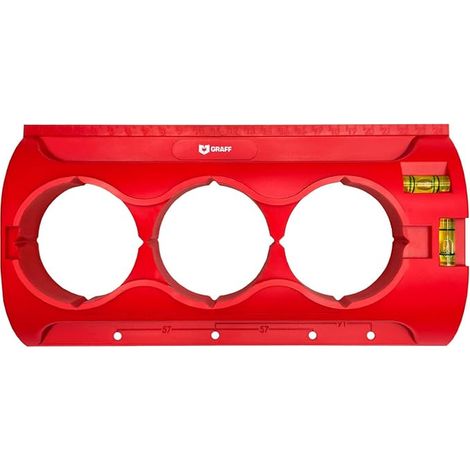 Gabarit de perçage pour prises électriques et boîtiers d'encastrement – Double niveau à bulle intégré – cloisons sèches/plaques de plâtre (1/5)