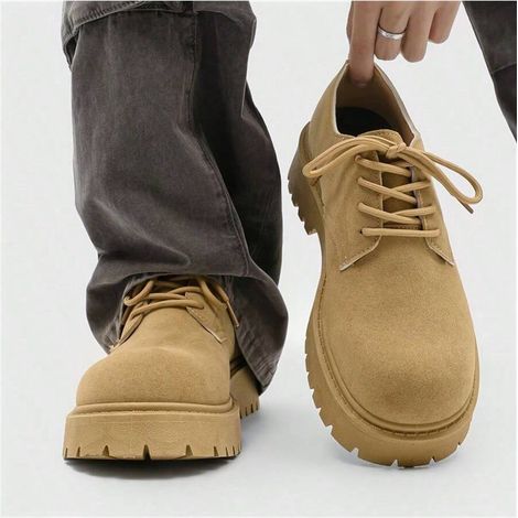 Bottes basses automne/hiver 2025 pour hommes, chaussures de travail style rétro, semelle épaisse, chaussures en cuir polyvalentes (1/5)